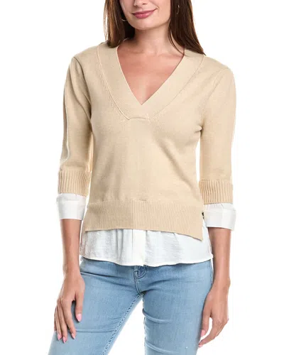 Elan Twofer Sweater In Neutral