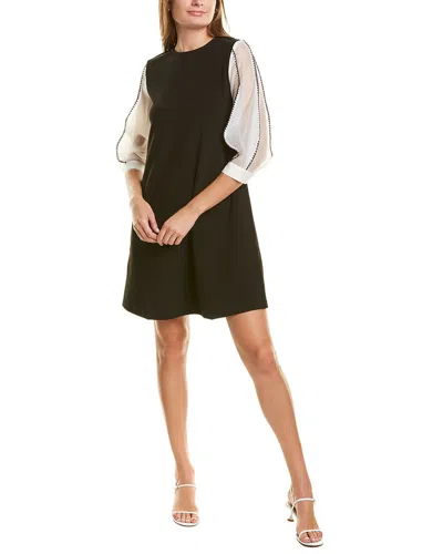 Gracia Organza Balloon Sleeve A-line Dress In Black