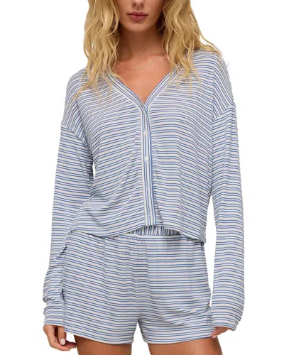 Z Supply Mara Stripe Cardigan In Blue
