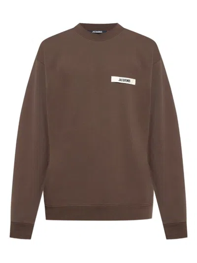 Jacquemus Basic Crew Neck T-shirt With Long Sleeves In Brown