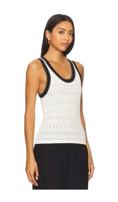 Autumn Cashmere Pointelle Racer Back Tank Top With Saddle Stitching In White