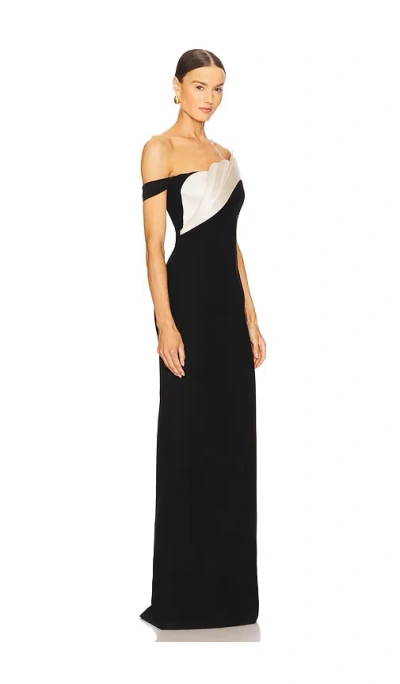 Gaurav Gupta Petal Off-the-shoulder Column Gown In Black