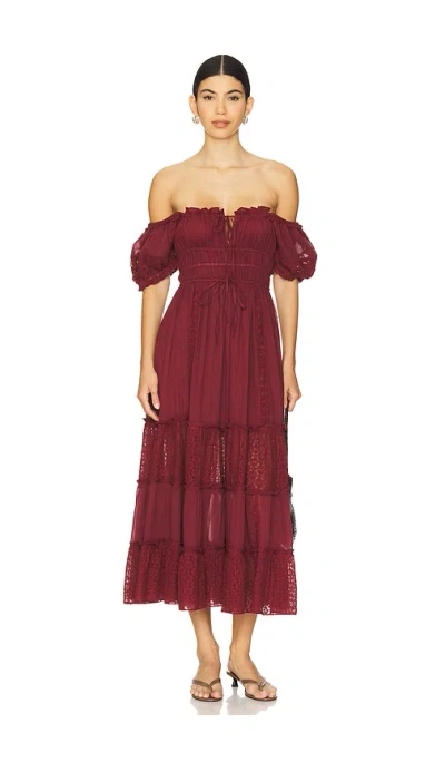 Free People Falling Sun Midi Dress In Burgundy
