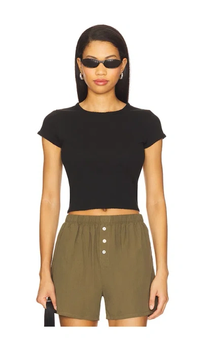 Goldie Pointelle Baby Tee In Black