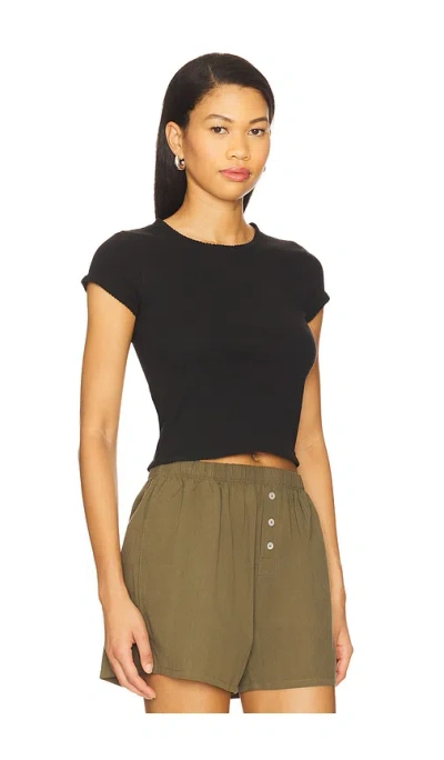 Goldie Pointelle Baby Tee In Black
