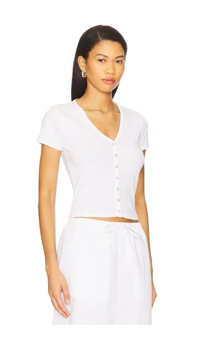 Goldie Pointelle Short Sleeve Cardi In White