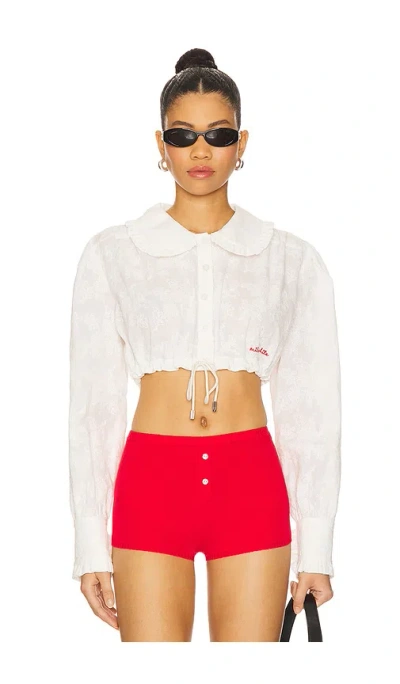 Milkwhite Crop Shirt With Collar