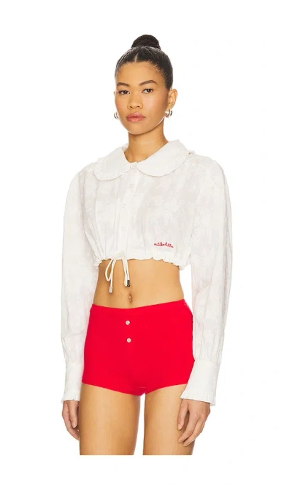 Milkwhite Crop Shirt With Collar
