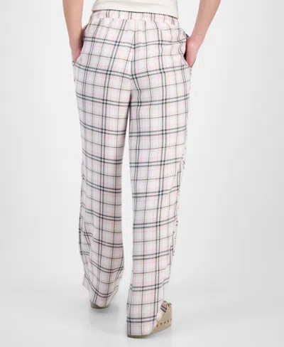 Self Esteem Juniors' Plaid-print Boxer Drawstring Pants In Pink