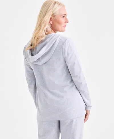 Style & Co Women's Zip-front Hooded Sweatshirt, Created For Macy's In Gray
