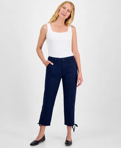 Style & Co Women's Mid Rise Tie-hem Ankle Pants, Exclusively At Macy's In Blue