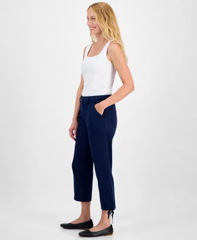 Style & Co Women's Mid Rise Tie-hem Ankle Pants, Exclusively At Macy's In Blue