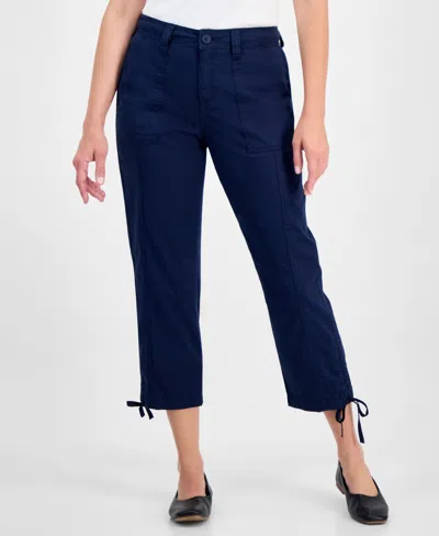 Style & Co Women's Mid Rise Tie-hem Ankle Pants, Exclusively At Macy's In Blue