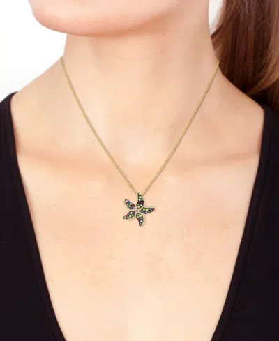 Effy Collection Effy Multi-sapphire (1/2 Ct. T.w.), Green Garnet (1/6 Ct. T.w.) & Diamond (1/6 Ct. T.w.) Starfish 18