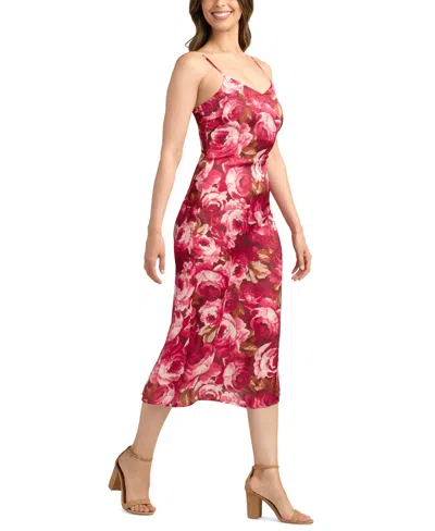 Bcx Juniors' Printed Stretch Satin Slip Dress In Multi