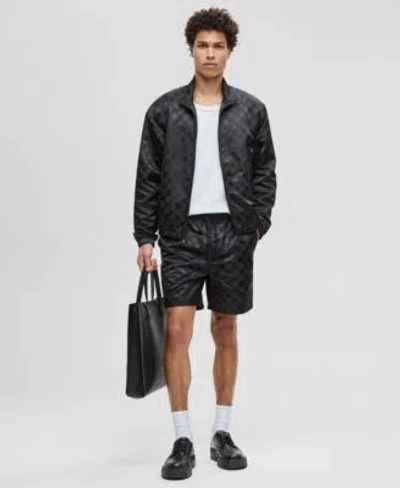 Mode Of One Mens Check Jacquard Relaxed Fit Track Jacket Check Jacquard Regular Fit 6 1 2 Track Shorts Macys Exc In Black