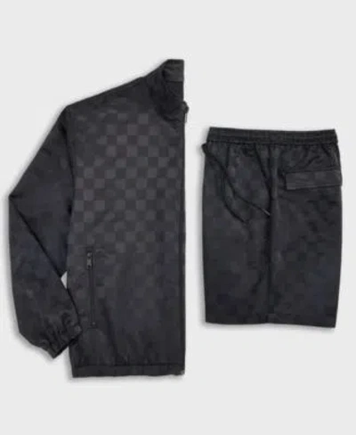 Mode Of One Mens Check Jacquard Relaxed Fit Track Jacket Check Jacquard Regular Fit 6 1 2 Track Shorts Macys Exc In Black