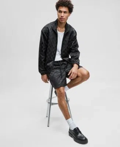 Mode Of One Mens Check Jacquard Relaxed Fit Track Jacket Check Jacquard Regular Fit 6 1 2 Track Shorts Macys Exc In Black