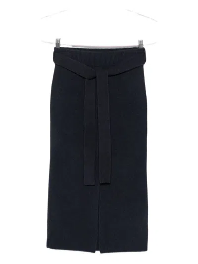 Emporio Armani Wool Midi Skirt In Black