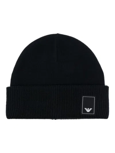 Emporio Armani Navy Blue Beanie Hat