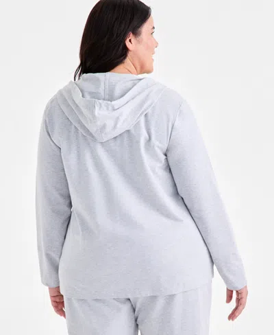 Style & Co Plus Size Zip-up Hooded Sweatshirt, Exclusively At Macy's In Gray
