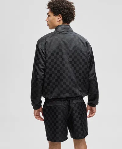 Mode Of One Mens Check Jacquard Relaxed Fit Track Jacket Check Jacquard Regular Fit 6 1 2 Track Shorts Macys Exc In Black