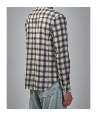 Tom Ford Men's Small Buffalo Plaid Slim Fit Western Shirt In Gray