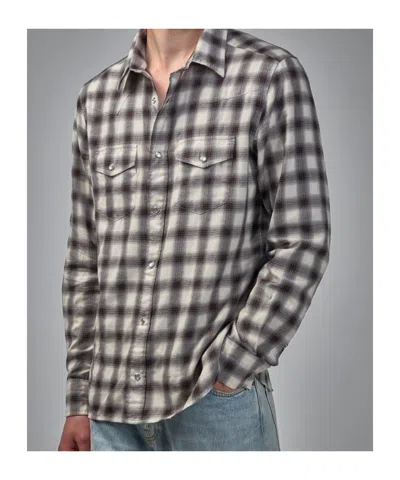 Tom Ford Men's Small Buffalo Plaid Slim Fit Western Shirt In Gray
