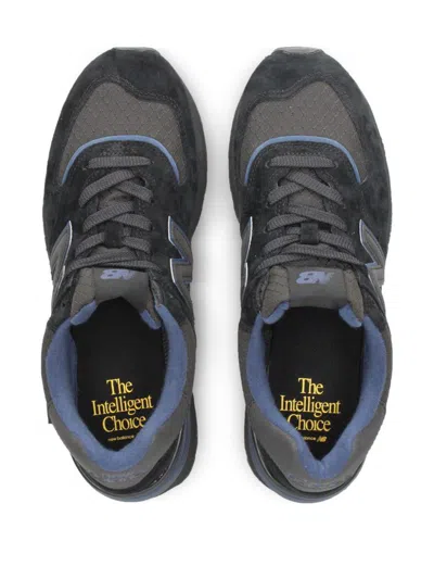 New Balance 574 Sneakers With Round Toe And Mesh Panels In Black