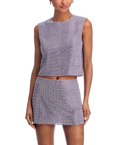 Self-portrait Top With Rhinestone In Purple