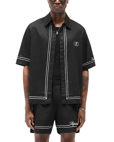 Represent Black Shirt With Logo Embroidery On Front And Rear And Contrasting Trims In Black