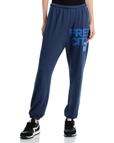 Freecity Free City Cotton Logo Sweatpants In Moonshroom Blues In Blue