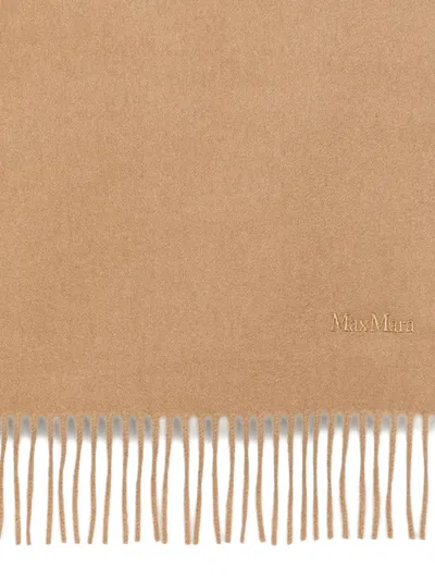 Max Mara Fringed Cashmere Scarf In Brown