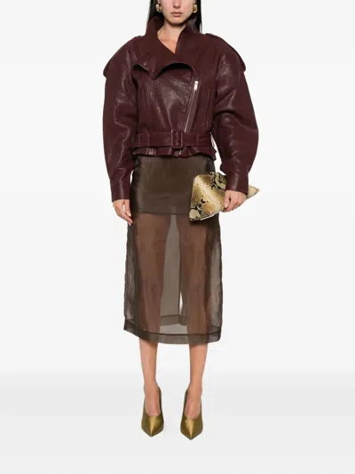 Ducie Grained Leather Jacket In Brown