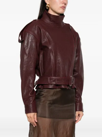 Ducie Grained Leather Jacket In Brown