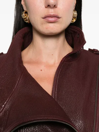 Ducie Grained Leather Jacket In Brown