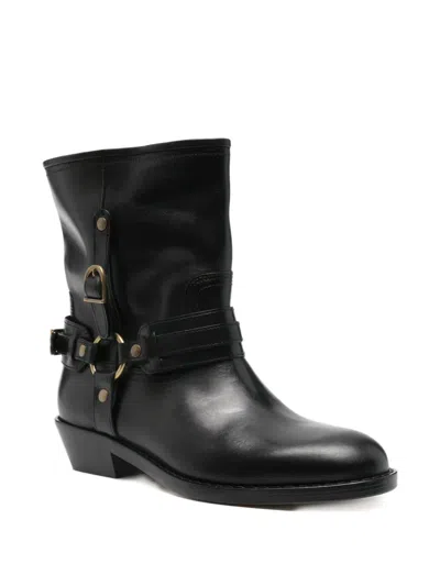 Isabel Marant 40mm Buckle-strap Leather Biker Boots