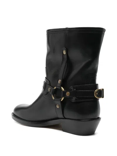 Isabel Marant 40mm Buckle-strap Leather Biker Boots