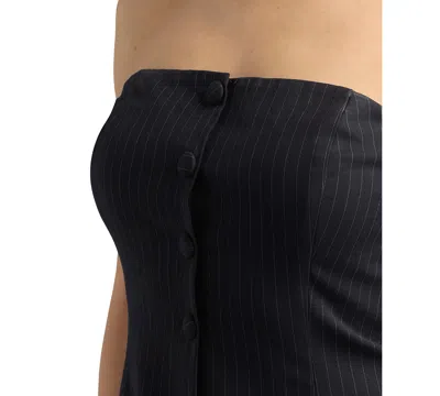 Bcx Juniors' Chalk Stripe Strapless Suit Vest Top In Blue