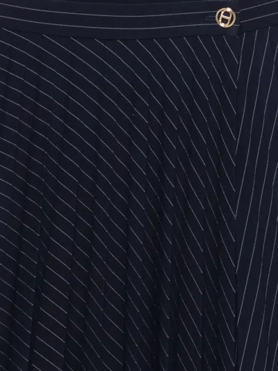 Twinset Pleated Pinstripe-pattern Skirt In Black