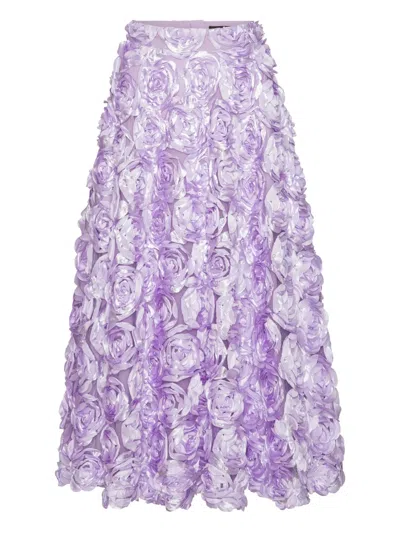 Rotate Birger Christensen Rose-embellished Midi Skirt In Purple