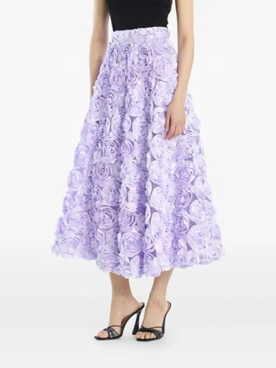 Rotate Birger Christensen Rose-embellished Midi Skirt In Purple