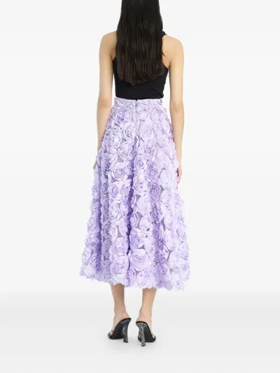 Rotate Birger Christensen Rose-embellished Midi Skirt In Purple