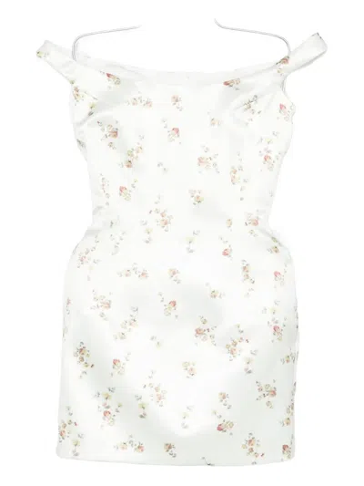 Magda Butrym Floral Off-shoulder Silk Minidress In White