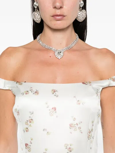 Magda Butrym Floral Off-shoulder Silk Minidress In White