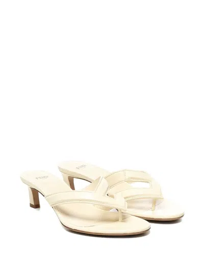 Fendi Fling Snakeskin Sandal In White