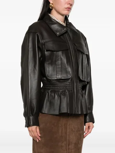 Ducie Hazel Leather Jacket In Black