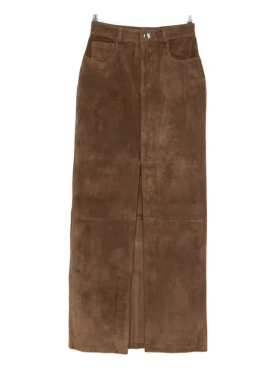 Ducie Chicago Suede Maxi Skirt In Brown