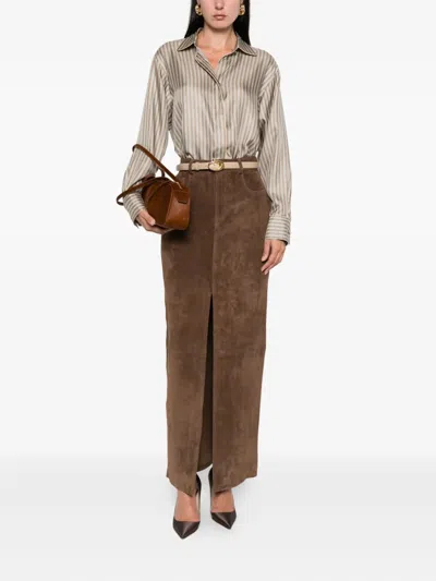 Ducie Chicago Suede Maxi Skirt In Brown