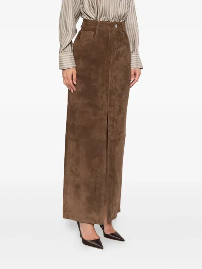 Ducie Chicago Suede Maxi Skirt In Brown